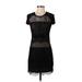 BCBGMAXAZRIA Cocktail Dress - Sheath Crew Neck Short Sleeve: Black Print Dresses - Women's Size X-Small