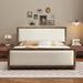 Latitude Run® Platform Bed w/ Wood Frame & 4 Drawers Upholstered/Linen in Brown | 46.9 H x 60.2 W x 83.5 D in | Wayfair