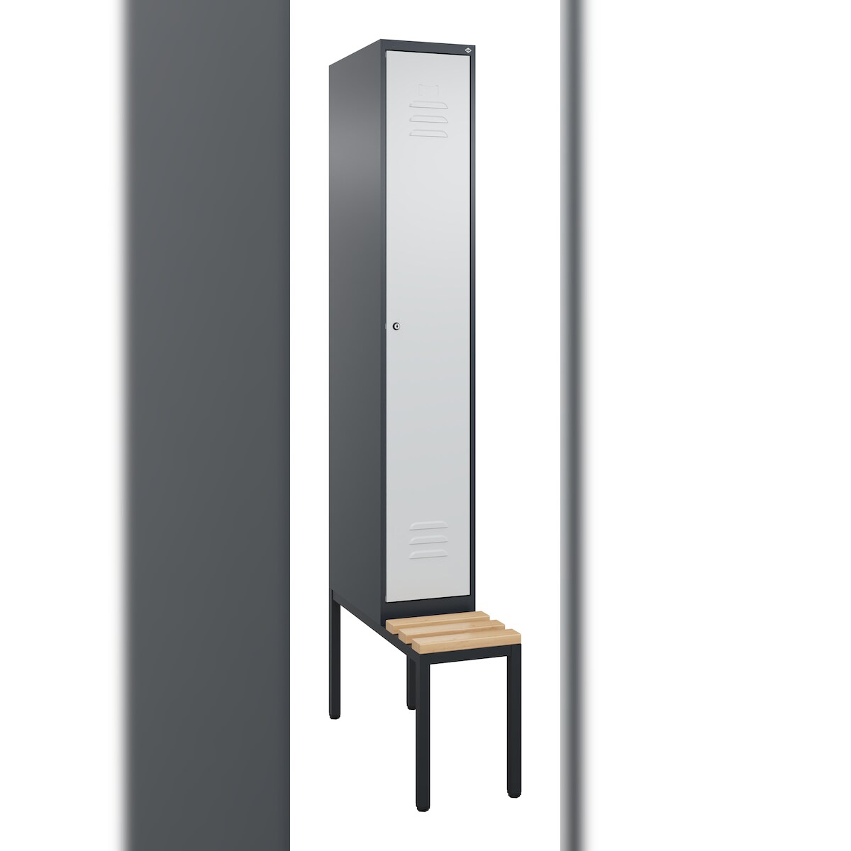 C+P Spind Classic PLUS, Bank, 1 Abteil, 2120x300x815mm, 7016/7035 Image