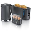 Arendo Frühstücks-Set in grau Wasserkocher / Toaster / Eierkocher