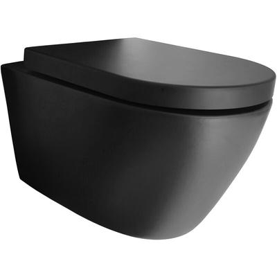Wand-Hänge-WC Bernstein B-8030R Schwarz Matt inkl. Softclose-Deckel Image