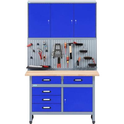Küpper Sparset 70424-7, 120 cm, Werkbank, Hängeschrank, Lochwand, ultramarinblau Image