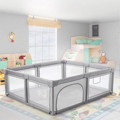Laufstall Baby Laufgitter Schutzgitter Krabbelgitter Absperrgitter mit atmungsaktivem Netz Grau Image
