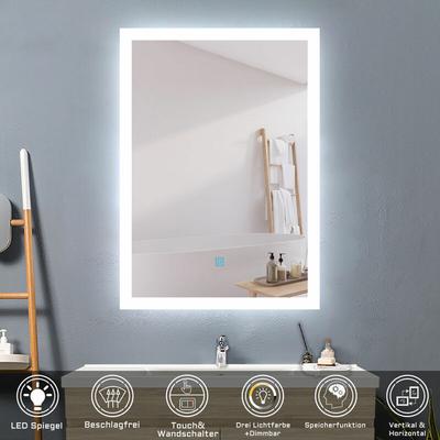 Acezanble - 50 x 70 cm led Spiegel+Beschlagfrei+3 Lichtfarben Dimmbar+Farbtemperatur und Helligkeit