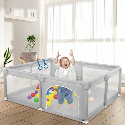 Laufstall Baby,Stabile Baby Gitter Laufstall mit Spielmatte und Atmungsaktivem Netz an Vier Seiten