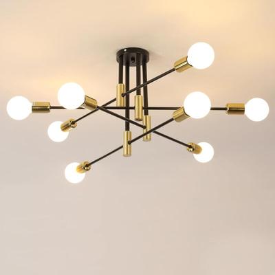GOECO Vintage Sputnik Kronleuchter 8-flammig 90 cm, industrieller Wohnzimmer-Deckenleuchter E27, Image