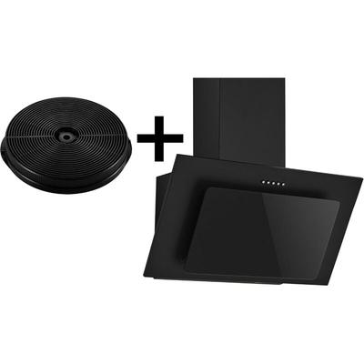 M&s - Dunstabzugshaube Schräghaube Kopffrei 60 cm Schwarz mit Filter ms Image