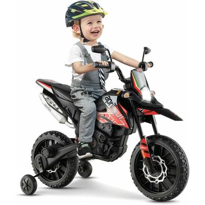 Goplus - 12V Aprilia Elektro Motorrad, Kindermotorrad mit 2 Stützrädern, Scheinwerfer, Musik für Image