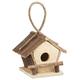 Vogelhaus mit Aufhängung, kleines Vogelhäuschen aus unbehandeltem Holz, handgefertigtes Dekohaus,