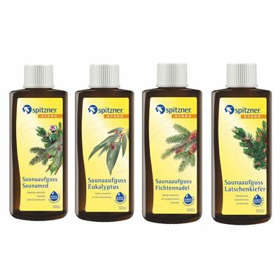 Saunaaufguss 4er Set Eukalyptus Fichtennadel Latschenkiefer Saunamed 4x 190ml - Spitzner