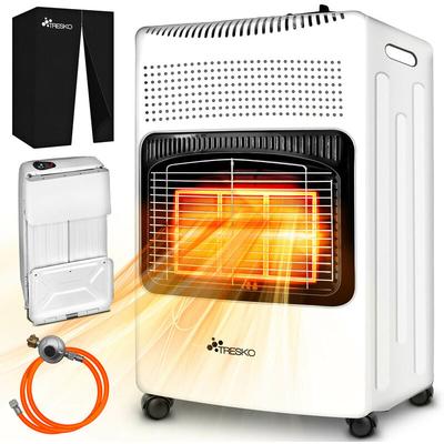 Tresko - 4200 Watt Gasheizer weiß inkl. Gasdruckregler Gasschlauch + Abdeckung Gasofen Gasheizofen Image