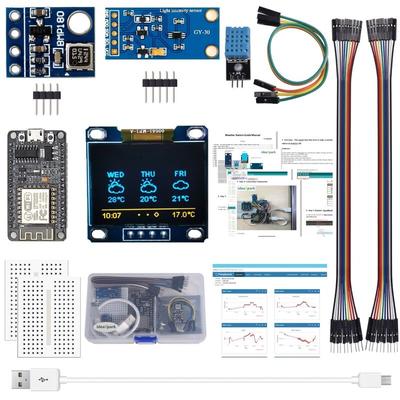 ESP8266 Wetterstationskit Atmosphärendruck-Lichtsensor Luftfeuchtigkeitstemperatur 0,96 Anzeige für