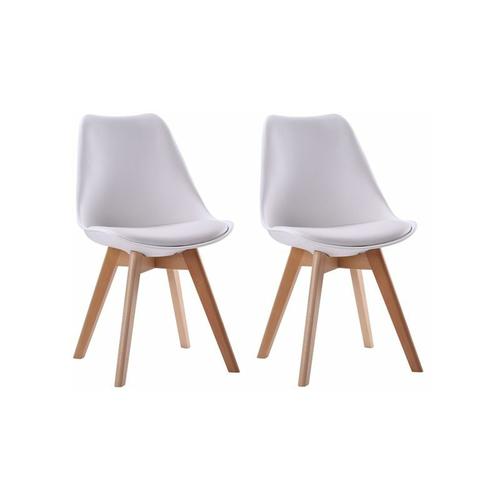 Set aus 2 skandinavischen Stühlen nora weiß mit Kissen - Weiß