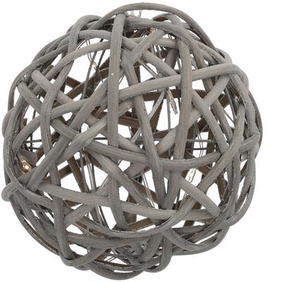 Spetebo - Deko Ball in Rattan Optik grau mit 10 led beleuchtet - ø 15 cm - Lichter Kugel aus Image