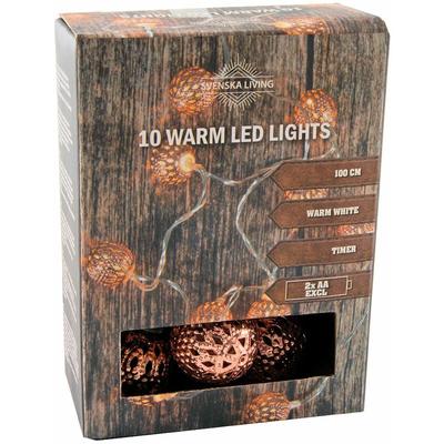 Spetebo - Kugel Lichterkette - 100 cm - Kupfer Kugeln 10 led warmweiß - Weihnachten Deko Innen Image