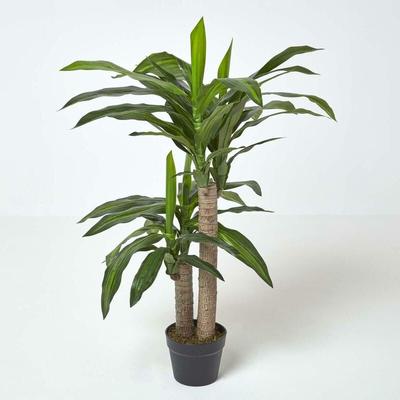 Dracaena Fragrans (Drachenbaum) Kunstpflanze im Topf - 90 cm - Homescapes