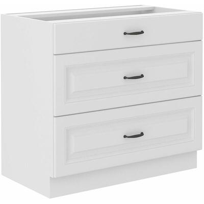 Küchen Unterschrank 80 cm Stilo Weiß Vollauszug Soft-Close Küche Küchenzeile Image