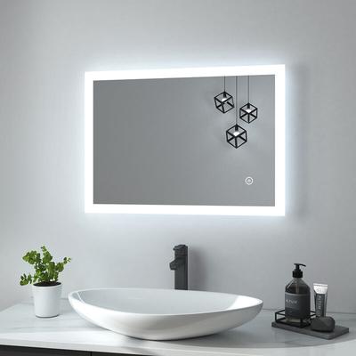 Badspiegel 50x70cm led Badezimmerspiegel Kaltweiß Licht 6500k Touchschalter Anti-beschlag Spiegel