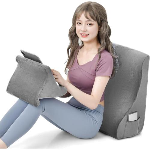 Costway - Keilkissen-Set, ergonomisches Lesekissen mit Tablet-Kissenständer, Bettkeilkissen für