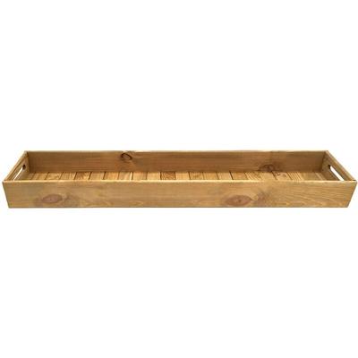 Spetebo - xxl Holz Dekotablett - 95 x 18 cm - Serviertablett extra lang mit Griffen - Kerzentablett