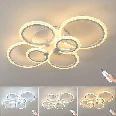 Comely - 76W 6-Ring LED-Deckenleuchte mit Dimmer, Moderner Kronleuchter aus Acryl-Metall, Image