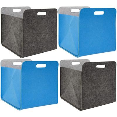 4er Set Filz Aufbewahrungsbox 33x33x38 cm Kallax Filzkorb Regal Box Grau Blau