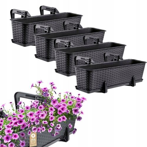 Kadax - Blumenkasten-Set, Balkonkasten Set aus Kunststoff, Pflanzkasten für Blumen und Kräuter,