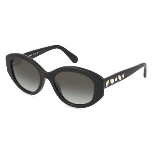 Swarovski SK6005 Damen-Sonnenbrille Vollrand Achteckig Acetat-Gestell, schwarz