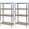 Non utilizzato] Set 2x scaffali officina ufficio HWC-D67 mdf metallo 40x80x160cm 4x ripiani grigio