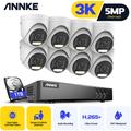Annke - 3K Kit di Videosorveglianza 16CH 5 in 1 Video H.265+ dvr Dual Light Analog 5MP Microfono
