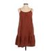 Universal Thread Casual Dress - DropWaist Scoop Neck Sleeveless: Brown Solid Dresses - Women's Size Small