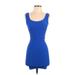 Bebe Casual Dress - Mini Scoop Neck Sleeveless: Blue Print Dresses - Women's Size Small