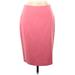 Anne Klein Casual Pencil Skirt Knee Length: Pink Solid Bottoms - Women's Size 6