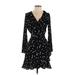 Lucy Paris Casual Dress - Wrap: Black Polka Dots Dresses - Women's Size Small