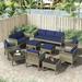 Isla 10-Piece Outdoor Conversation Set with Sofa and Loveseat in Mixed Brown Wicker