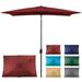 Sun-Ray 6.6x10 FT Rectangular Patio Umbrella with Push-Button Tilt and Hand Crank Canopy Lift Table Umbrella with Solution Dyed Navy Fabric for Porch Deck Garden and Swimming Pool Burgandy