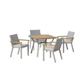 SONGMICS HOME Sencillo Collection - 5 Piece Patio Furniture Set 4 Dining Chairs 1 Dining Table Modern and Transitional Style Gray and Beige