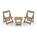 3-Piece Patio Bistro Set With Rectangular Coffee Table 2 Chairs Outdoor Wood Foldable Small Table And Chair Set For Balcony Backyard Patio