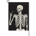 Wellsay Skeleton Halloween Decorations Garden Flag 12x18 Double Sided Cute Skeleton Halloween Garden Flags for Outside Decorations Funny Fall Holiday Yard Decorations for Home Outdoor