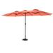 14.8 Ft Outdoor Rectangular Patio Umbrella Rust-Resistant Steel Double Sided Market Table Umbrella with Crank