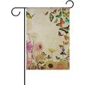 Wellsay Vintage Butterfly Flowers Garden Flag Yard Banner Polyester for Home Flower Pot Outdoor Decor 12X18 Inch