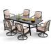 VILLA Outdoor Patio Dining Table and Chairs Set Heavy Duty 9 Piece Outdoor Dining Set for 8-8 Extra Large Patio Swivel Chairs 1 Extendable Rectangular 82 x 37 Patio Metal Table