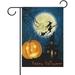 Wellsay Halloween Witch Pumpkin Castle Polyester Garden Flag 28 x 40 Double Sided Winter Holiday Decorative House Flag for Party Home Outdoor Decor