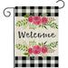 Welcome Spring Floral Garden Flag Flowers for Outside Yard 12 x 18 Inch Double Sided Burlap Hello Spring Flags Buffalo Plaid Rose Farmhouse Flower Decor Outdoor Decorations