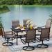 Outdoor Dining Set 7 Piece Outdoor Furniture Set 6 Swivel Dining Chairs and Rectangular Metal Dining Table for Lawn Garden Yards Poolside