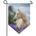 Wellsay Beautiful Palomino Horse Lavender Garden Flag 12 x 18.5 Outdoor Vertical Double Sided Yard Flags Seasonal Holiday Decorative House Flag for Patio Decor Party Housewarming Gift Hostess Gift