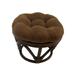 International Caravan Bali 18-inch Footstool with Microsuede Cushion Chocolate Faux Leather Rattan