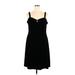 Casual Dress - Slip dress: Black Solid Dresses - Women's Size 18
