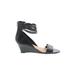 Kelsi by Kelsi Dagger Wedges: Black Print Shoes - Women's Size 8 1/2 - Open Toe