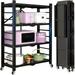 Musment 4-Tier Storage Shelf Rack 250lbs Capacity Heavy Duty Metal Shelf Foldable Storage Shelving Unit with Wheels Garage Shelf Metal Storage Rack Kitchen Shelf No Assemble Require